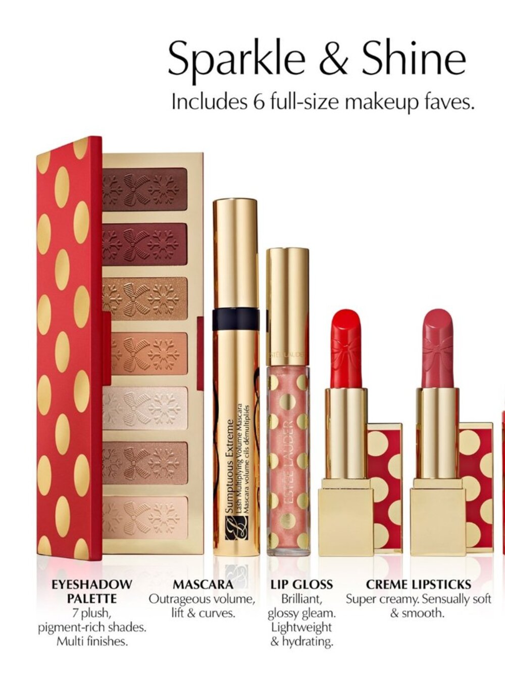 ESTEE LAUDER Holiday Bundle of 5- lipstick-eyeshadow-mascara NWOT